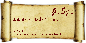 Jakubik Szíriusz névjegykártya